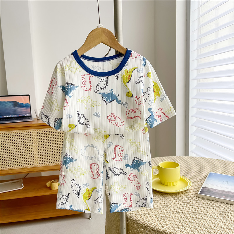 夏季男女童七分袖空調服休閒冰感睡衣套裝